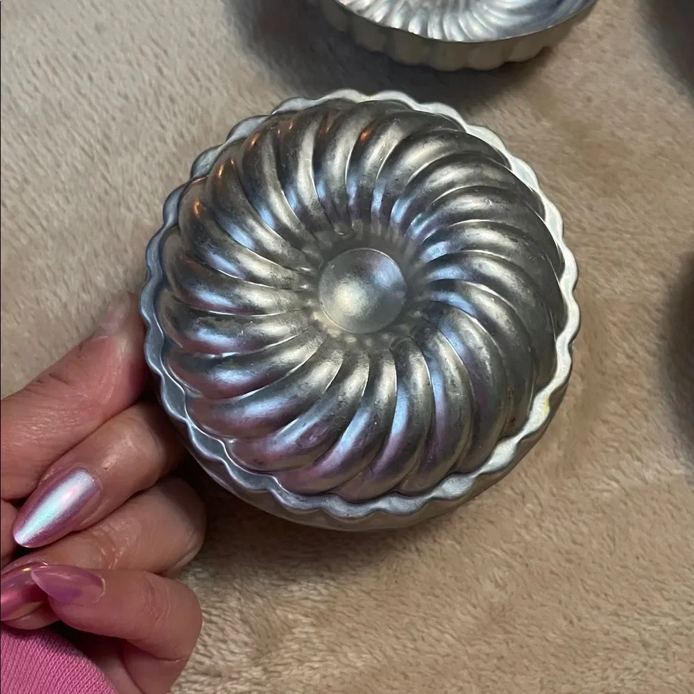 Vintage Aluminum Jello Cake Dessert Molds Set of 6 Swirl